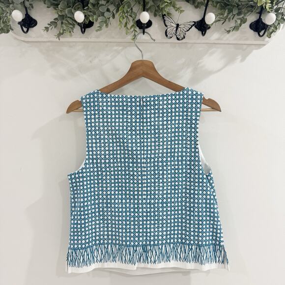 New Trina Turk Blue Polka Dot Venya Top Resort Wear Vacation Outfit Beach Size 8 - Picture 4 of 4